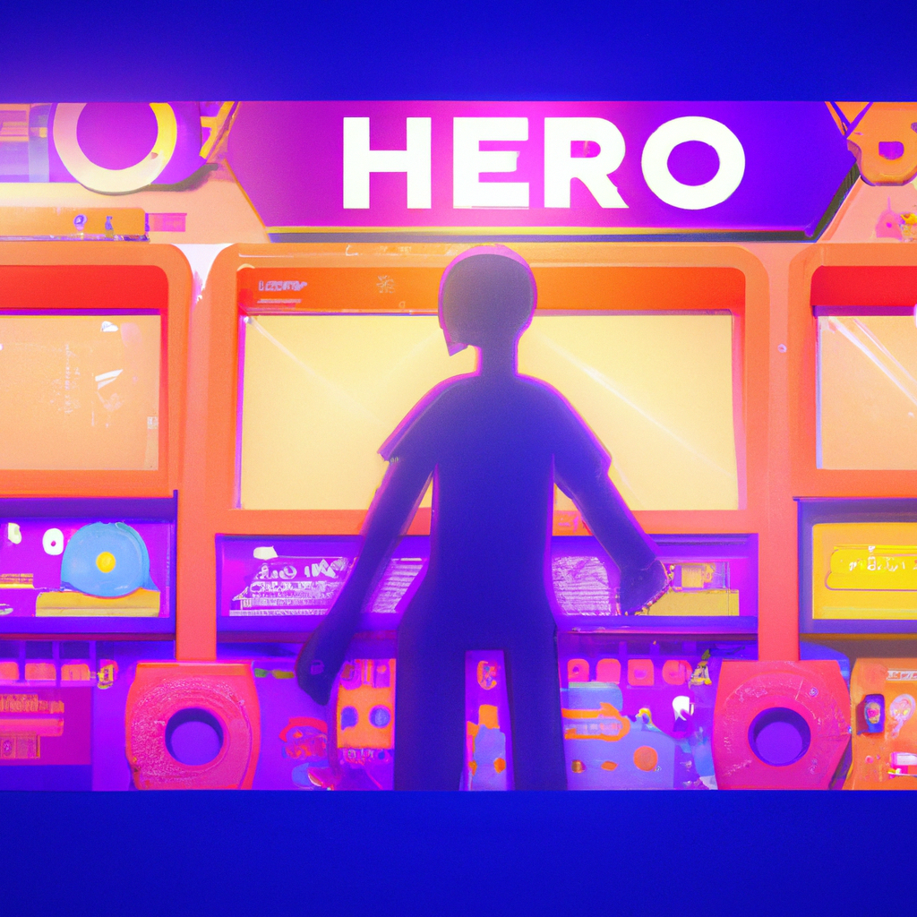 VoltArcade hero artwork — neon arcade collage
